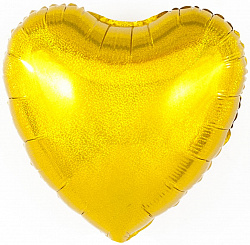 Шар сердце золото голография, 48 см