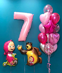 Композиция шаров на день рождения Маша и Медведь