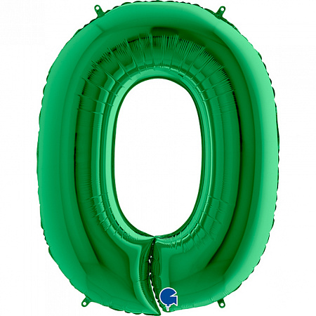 Фольгированный шар цифра 0, Зелёный