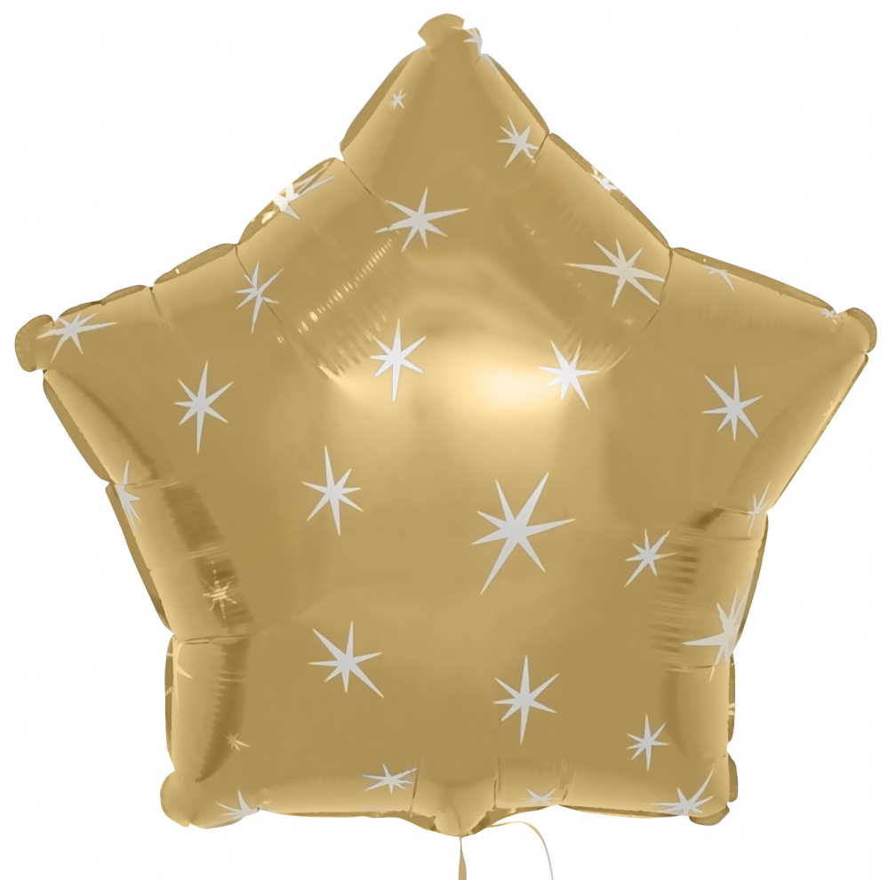Шар звезда серебряные искры золото, 46 см
