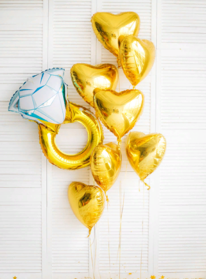 Букет из воздушных шаров Предложение с фольгированными сердцами