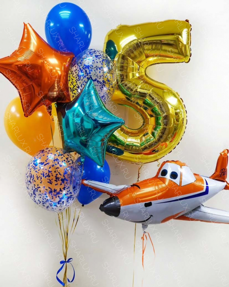 Композиция шаров на день рождения Самолет