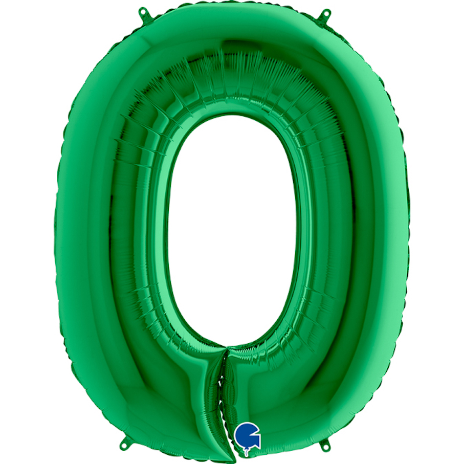 Фольгированный шар цифра 0, Зелёный