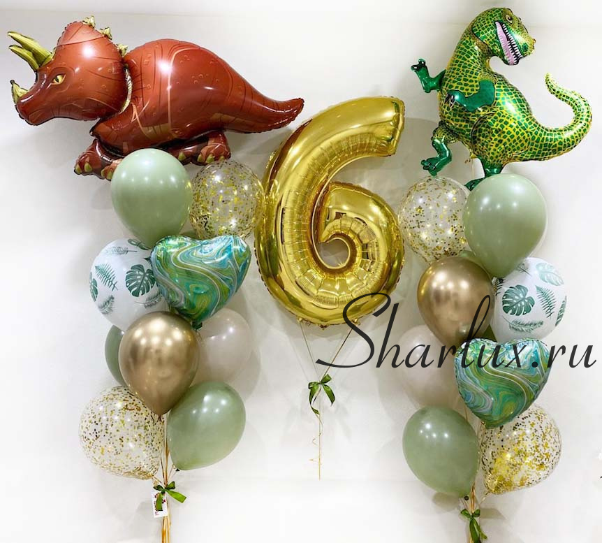 Букет шаров на день рождения мальчику, Динозавры
