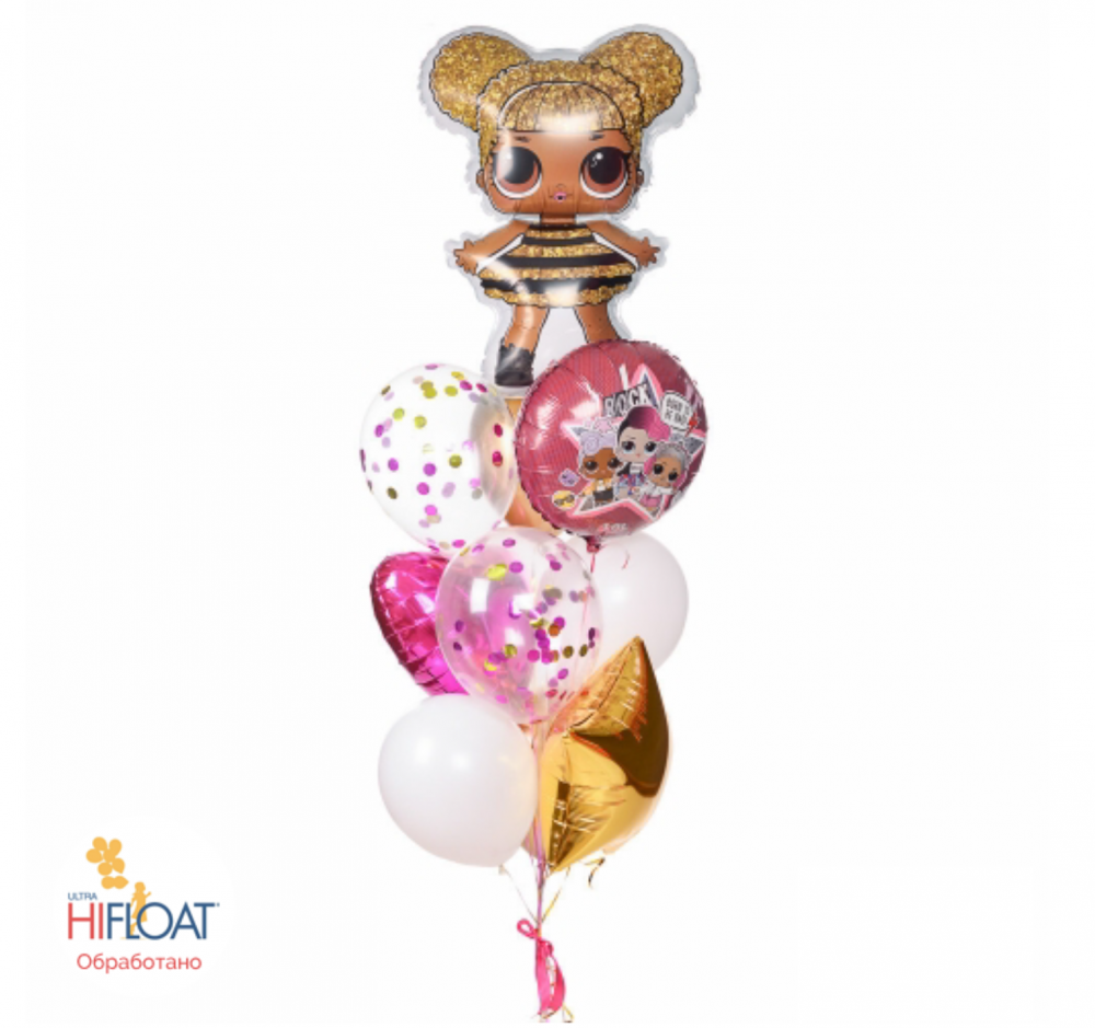 Букет воздушных шаров "Кукла ЛОЛ" Сияющая Королева