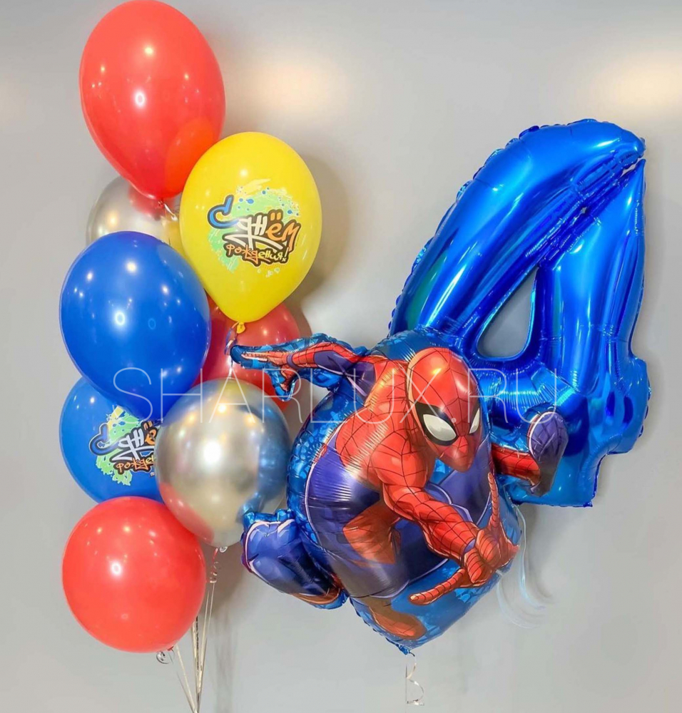 Букет шаров с фигурой  Человек паук