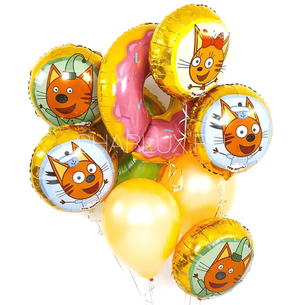 Букет воздушных шаров "Три кота и пончик"