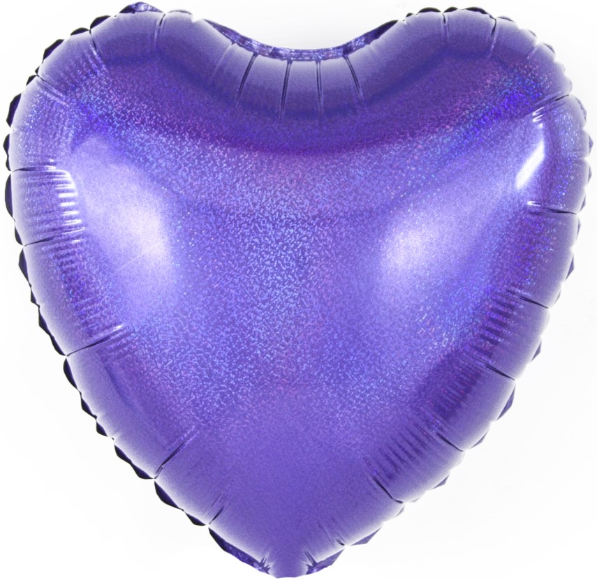 Шар сердце фиолетовый голография, 46 см