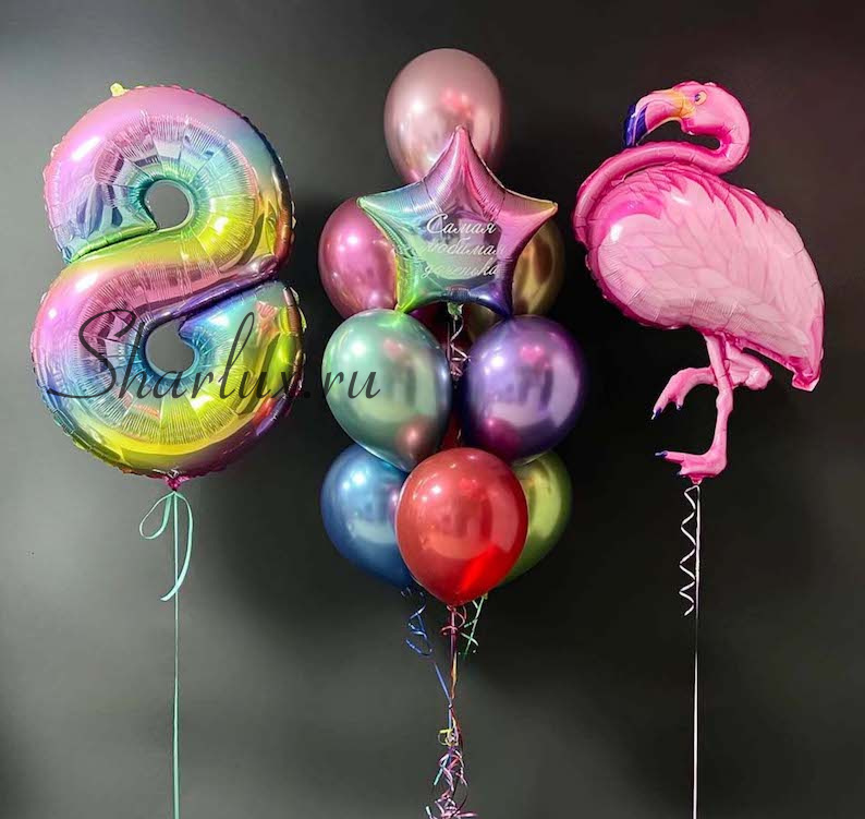 Разноцветный фонтан шаров на 8 лет для дочки