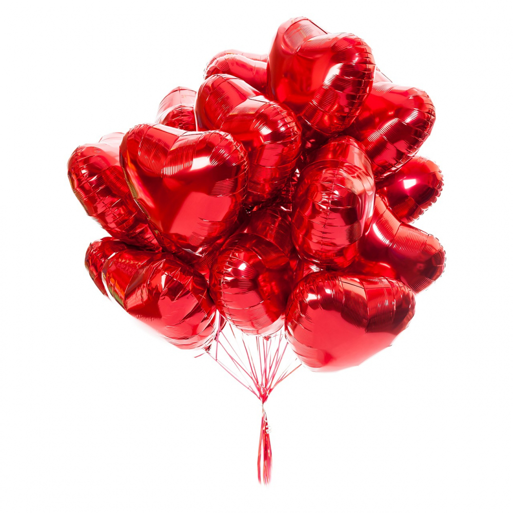 Облако из воздушных шаров «Алые Сердца» на 14 февраля