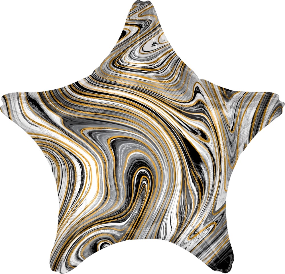 Шар звезда мрамор золотая нить черный агат, 46 см