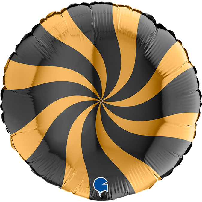 Воздушный шар круг Леденец оранжевый с черным