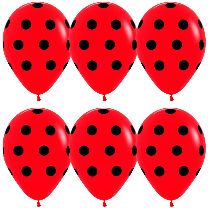 Воздушный шар Черные точки, Красный цвет