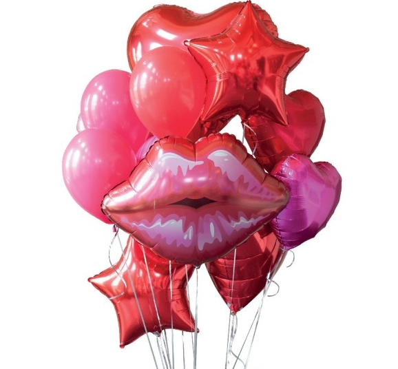 Букет шаров Воздушный поцелуй на день влюбленных