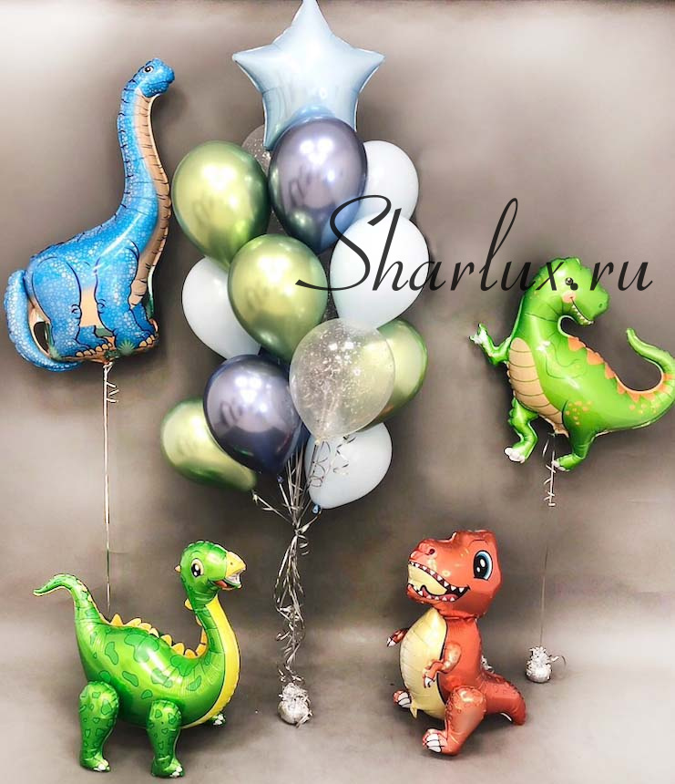 Фонтан шаров с динозаврами для мальчика