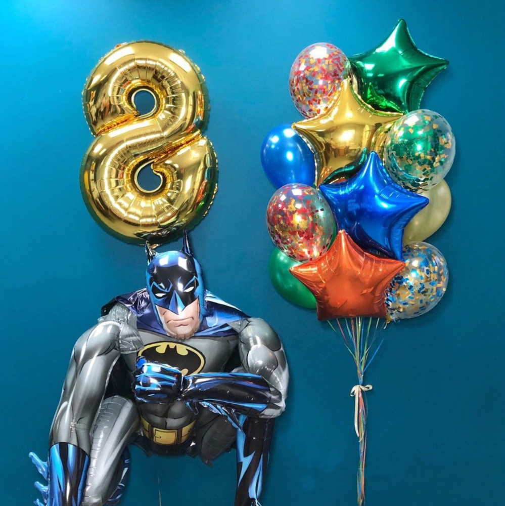 Композиция воздушных шаров, Бэтмен, С Днем Рождения