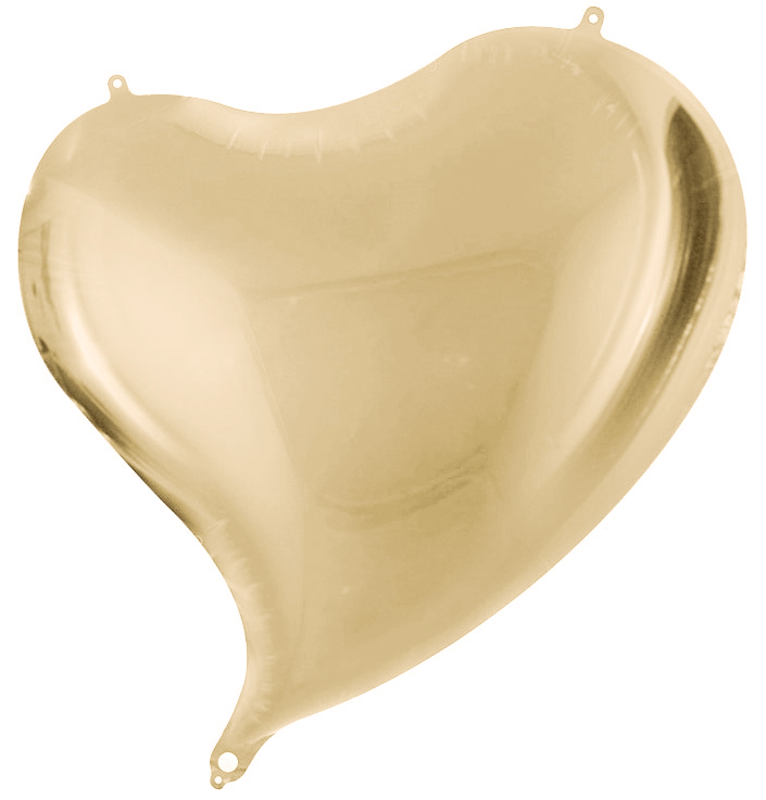 Шар сердце изгиб белое золото, 46 см