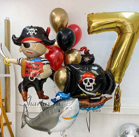 Композиция шаров на день рождения мальчику, Пираты!