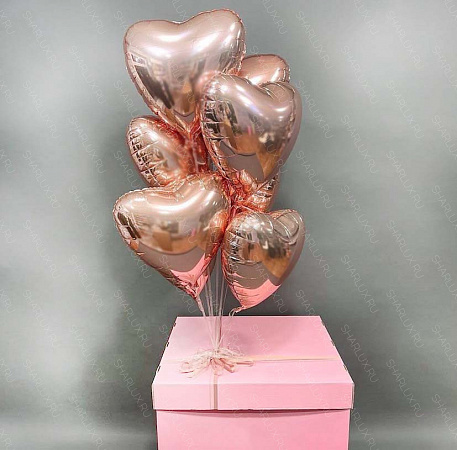 Коробка с шарами "Розовые сердечки"