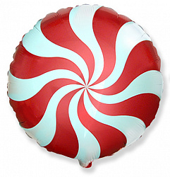 Воздушный шар круг Леденец красный с белым