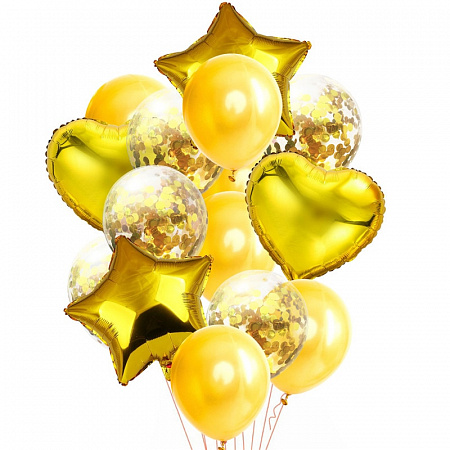 Воздушные шарики с золотым конфетти
