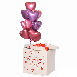 Коробка с шарами розовая с День Святого Валентина