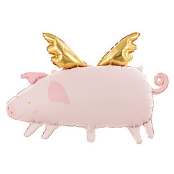 Фольгированный шар, Фигура, Свинка с крыльями