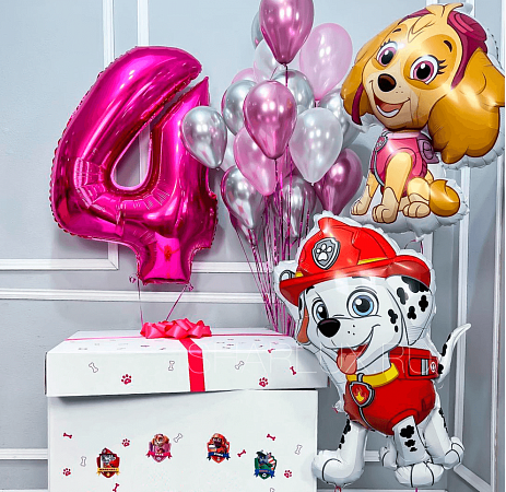 Коробка с шарами на День рождения 4 года, Щенячий патруль