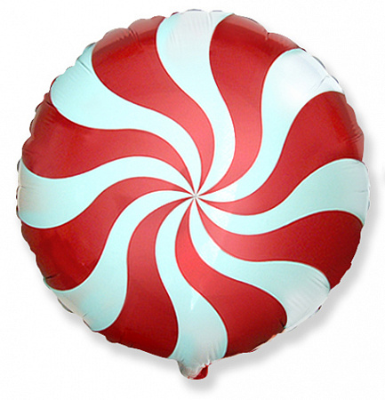 Воздушный шар круг Леденец красный с белым