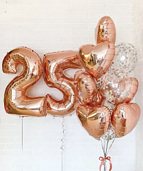 Композиция из воздушных шаров на День рождения на 25 лет