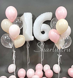 Композиция шаров для девушки нежно-розового цвета на день рождения