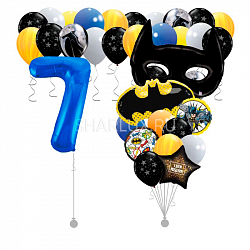 Сет из воздушных шаров, Бэтмен,С Днем Рождения! (фольга и латекс)