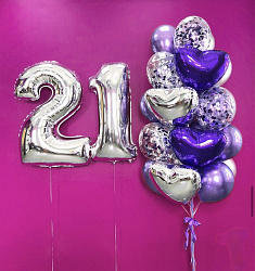 Букет шаров на день рождения цифра 21