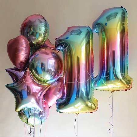 Букет воздушных шаров мальчику на день рождения 11 лет «Радуга»