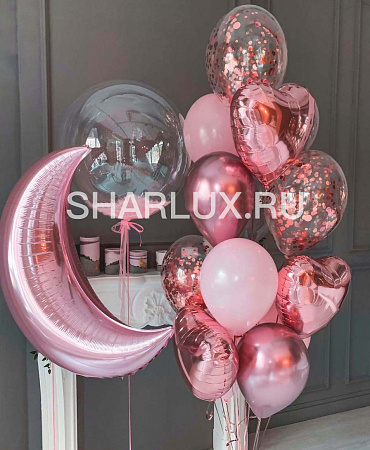 Букет шаров Розовый полумесяц на день рождения