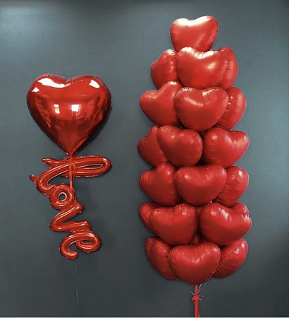 Букет шаров сердца с гелием "Для любимой" на 8 марта