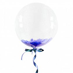 Прозрачный шар Bubble с синими перьями