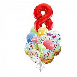 Букет разноцветных шаров на 8 марта