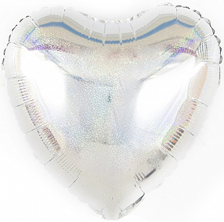 Шар с гелием сердце серебро голография