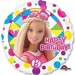 Шар круг Барби, Happy Birthday!