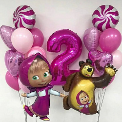 Композиция из воздушных шаров Маша и Медведь для детского праздника