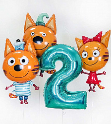 Композиция шаров ко дню рождения "Три кота"