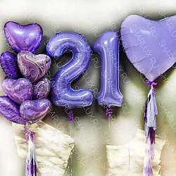 Фиолетовый сет гелиевых шаров на день рождения