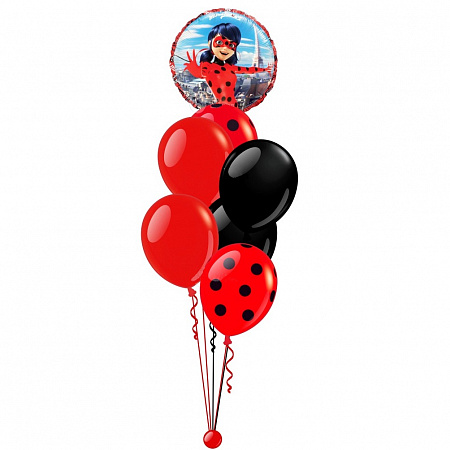 Букет воздушных шаров "Леди Баг", красно-черный