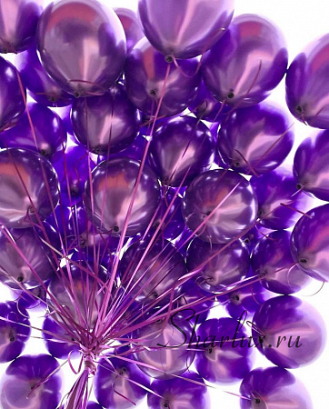 100 шаров под потолок на праздник, фиолетовый хром
