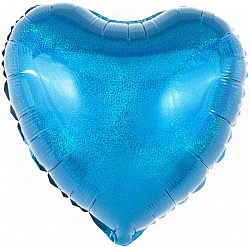Шар сердце синий голография