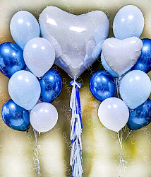 Букет сине-голубых шаров с гелием