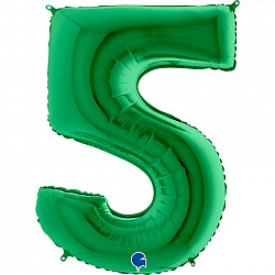 Фольгированный шар цифра 5, Зелёный