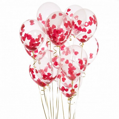 Воздушные шары с гелием и с конфетти сердечки