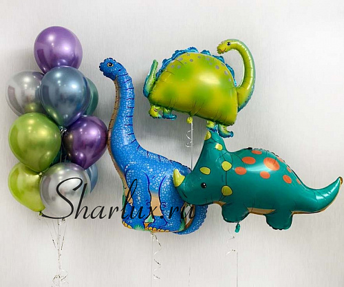 Букет шаров для детей, Разноцветные динозавры